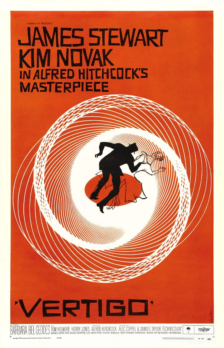 Poster of James Stewart Kim Novak in Alfred Hitchcock's Masterpiece